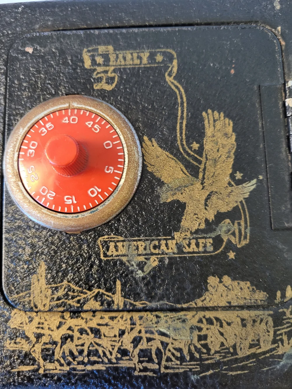 Vintage 1960s Early American Toy Safe with Combination Tag